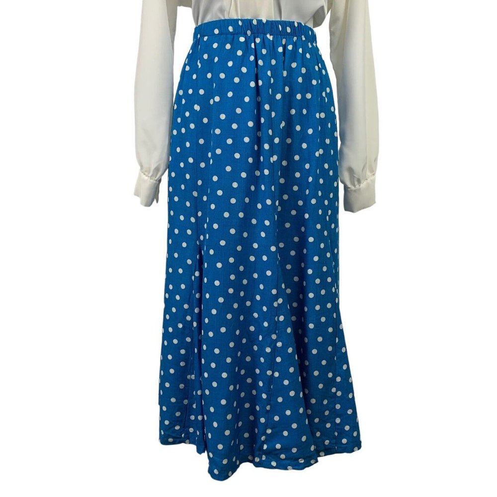 Vintage 70s Campus Casuals of California Skirt Blue White Polka Dot Womens Small